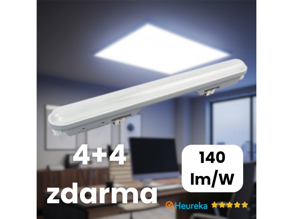Prachotesné LED svietidlo 150cm, 48W, 4000K, 6739lm, IP65 | 4+4 zdarma