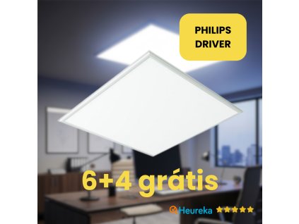 LED panel 60×60 cm – 40 W – 4800 lm – 6500 K – s napájacím zdrojom PHILIPS – balenie 6+4 zdarma