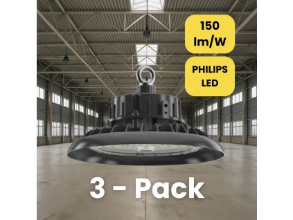 PHILIPS LED Highbay UFO 150W – 22 500 lm, 4000K/5000K, IP65, 1–10V stmievanie | 3-PACK