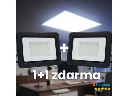 LED reflektor 100 W, 4000 K, čierna farba, sada 2 ks