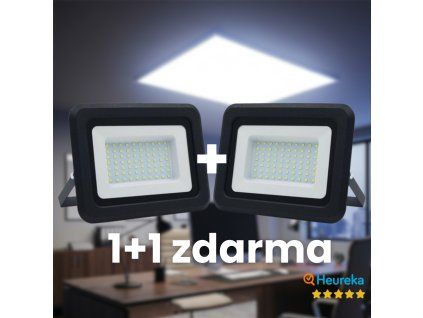 LED reflektor 50 W, 4000 K, čierna farba, sada 2 ks