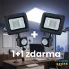 LED reflektor 10 W, 4000 K, čierna farba, PIR senzor, sada 2 ks