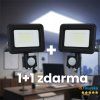LED reflektor 20 W, 4000 K, čierna farba, PIR senzor, sada 2 ks