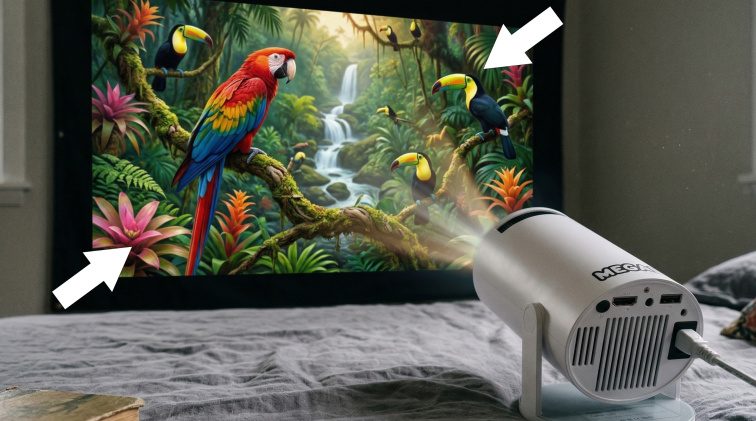 Zmenšení obrazu zoomem na projektoru MEGALU Profesionál