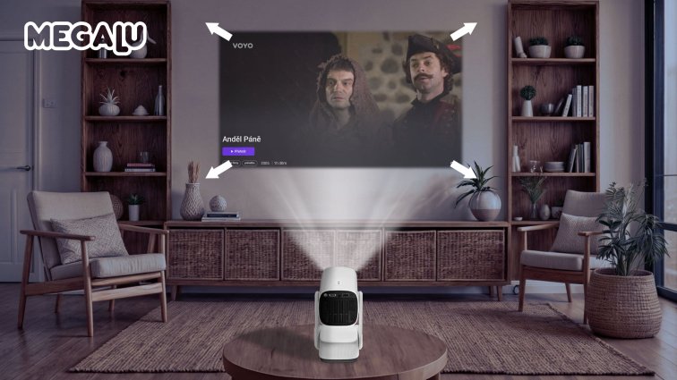 Domácí kino projektor MEGALU Delux bez baterie – HD projektor na filmy a prezentace