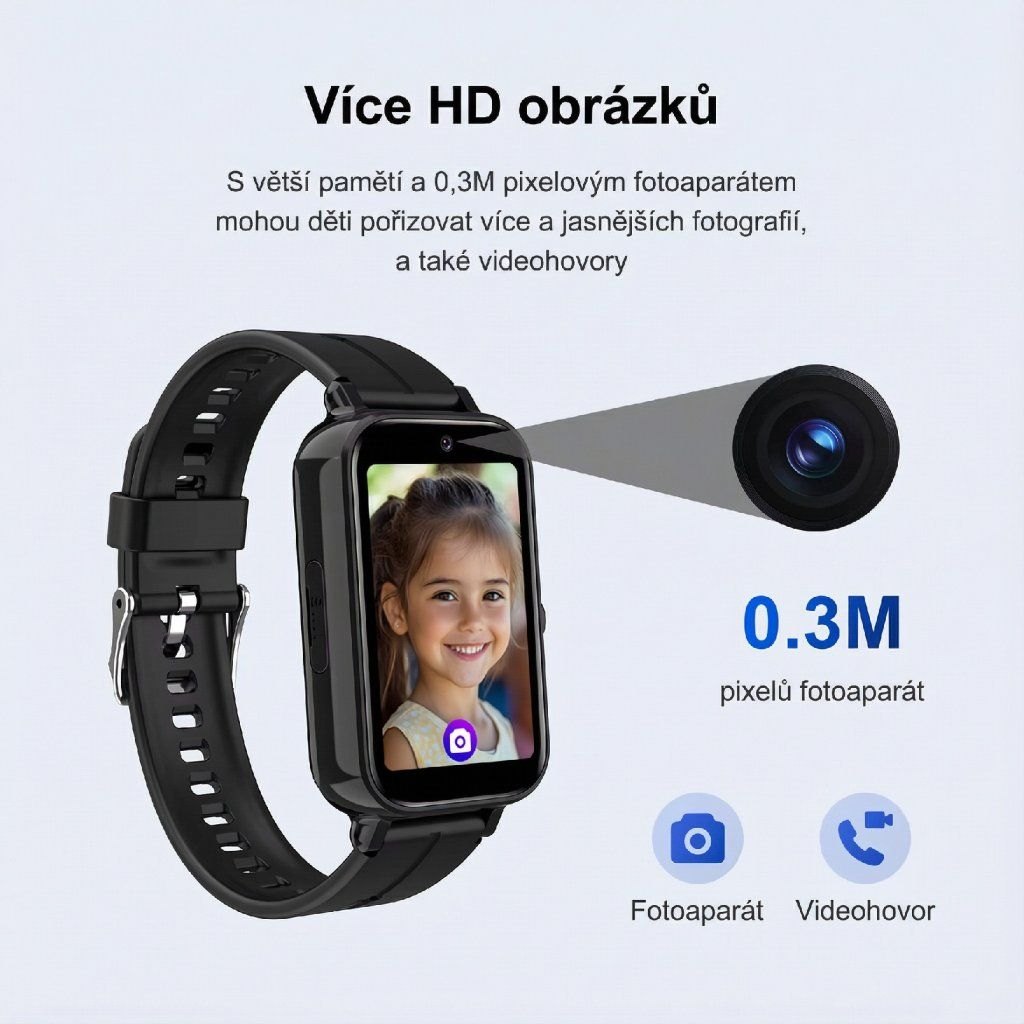 Fotoaparát a videohovor na dětských hodinkách PRO
