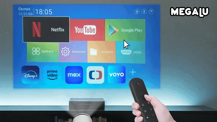 Ovládání chytré televize kurzorem pomocí ovladače MEGALU AMO