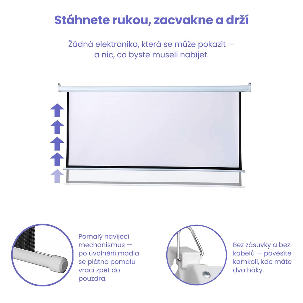 Ruční ovládání roletového plátna MEGALU madlem