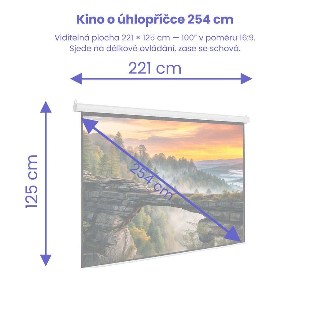 Rozměry projekčního plátna MEGALU 100 palců