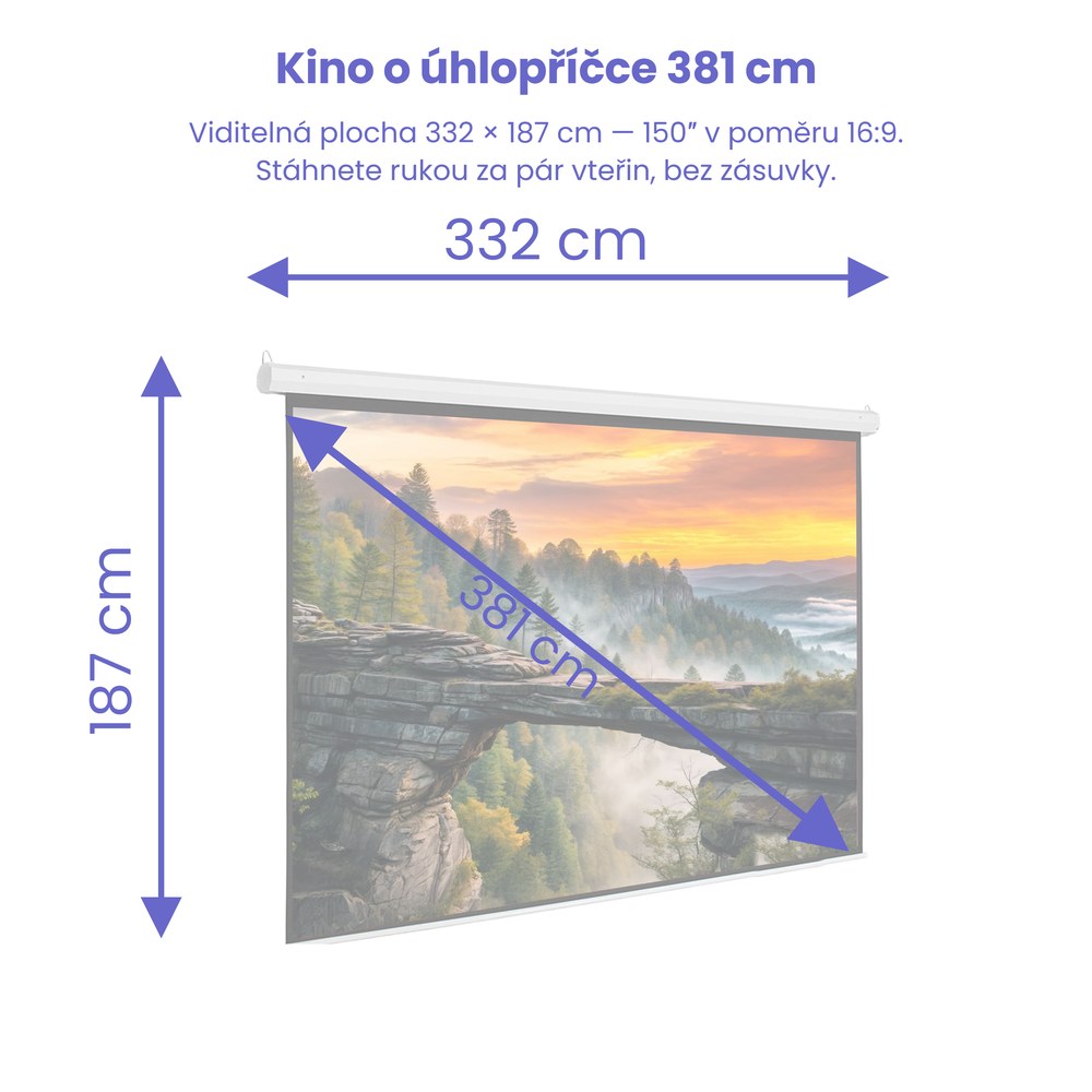 Rozměry projekčního plátna MEGALU 150 palců