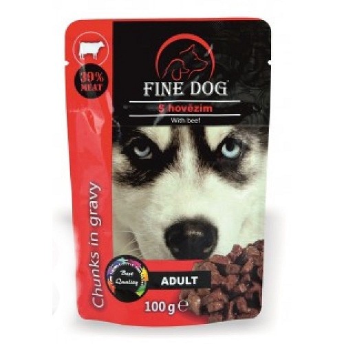 Fine dog kapsička Adult hovězí v omáčce 100g