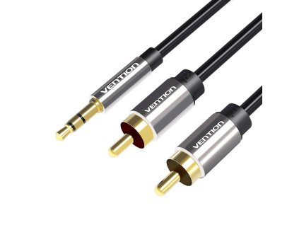 74825 audio kabel 3 5 mm samec na 2x rca samec 3 m vention bcfbi black