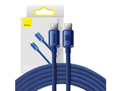 66506 baseus crystal shine kabel usb c na usb c 100 w 1 2 m modry