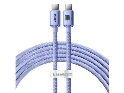 66515 baseus crystal shine kabel usb c na usb c 100 w 2 m fialovy