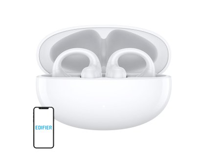 92828 bezdrotove sluchadla edifier lolliclip s otvorenymi usami biele