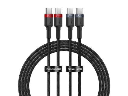 78458 cable baseus cafule usb c to usb c 100w 2m 2psc red black grey black