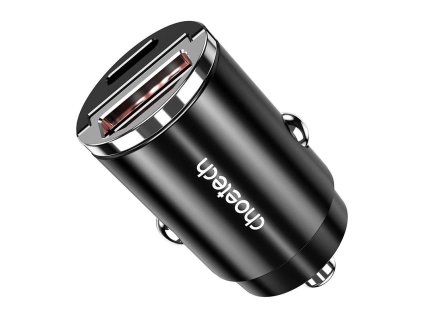 73097 choetech tc0006 nabijacka do auta 1x usb a 1x usb c 30w pd 3 0 cierna