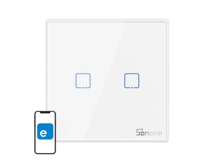 65402 inteligentny bezdrotovy nastenny vypinac sonoff t2eu2c rf 433 mhz 2 kanalovy