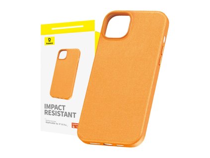 73553 puzdro na telefon pre iphone 15 pro baseus fauxther series oranzove