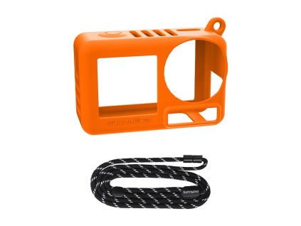 90221 sunnylife oa5 bht885 c silikonove puzdro s remienkom pre osmo action 5 pro oranzove