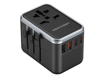 84935 vention fjfb0 gan 2xusb c 2xusb a universal travel adapter 65w black
