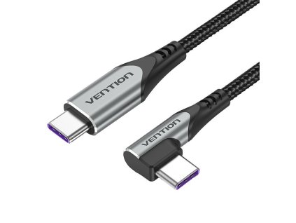84980 vention takhf usb c to usb c 5a angle cable gray
