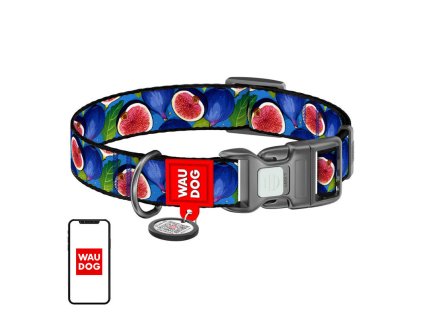 85112 waudog fig nylon dog collar with qr code size s