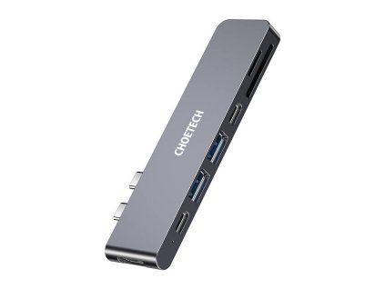 95366 rozbocovac choetech hub m14 pre macbook pro 7 v 2 usb c thunderbolt 3 strieborny