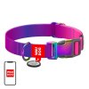 85202 waudog gradient nylon dog collar with qr code purple size m