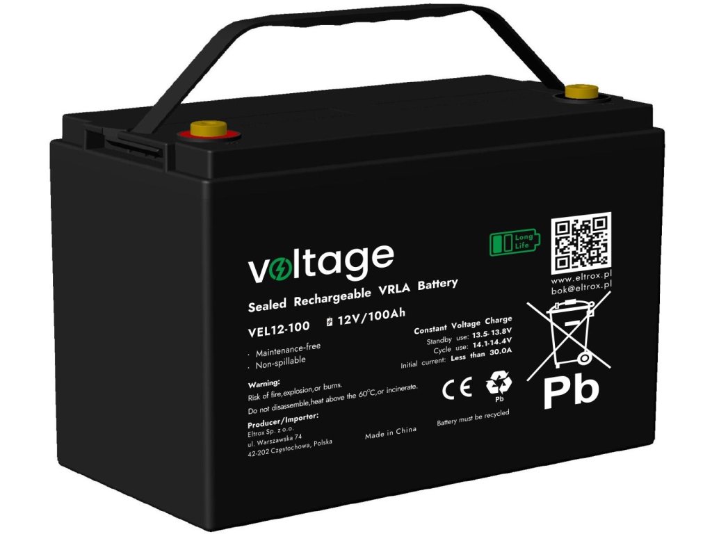 akumulator agm voltage long life 12v 100ah vel12100 ywotno 15 lat f657a31891918