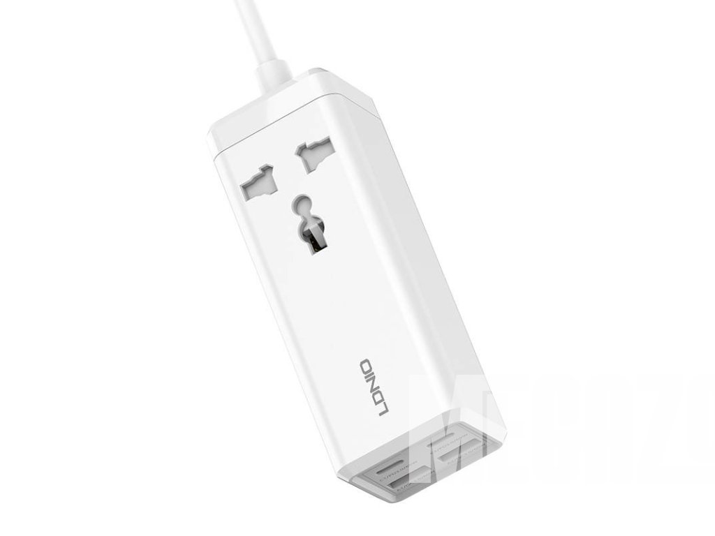 Napájacia lišta s 1 zásuvkou, 2x USB, 2x USB-C LDNIO SC1418, EU/US, 2500W (biela)