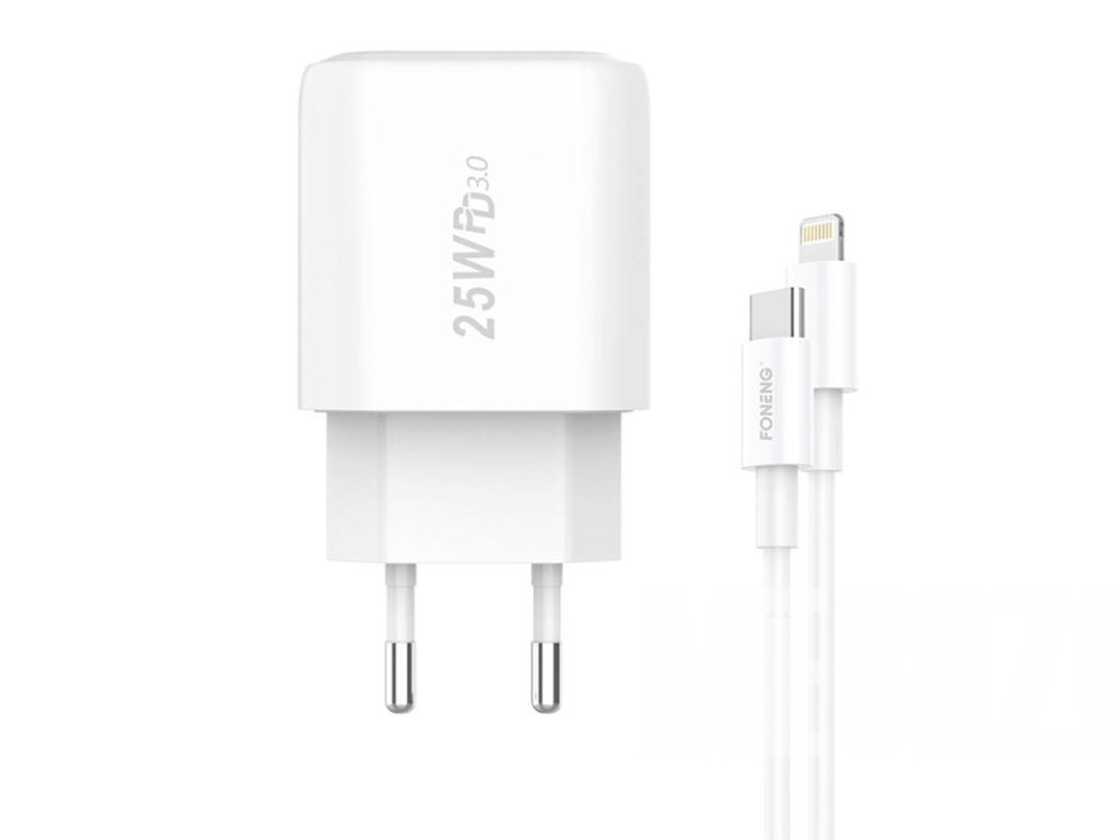 Sieťová nabíjačka Foneng EU40 + kábel Type-C na Lightning 25W