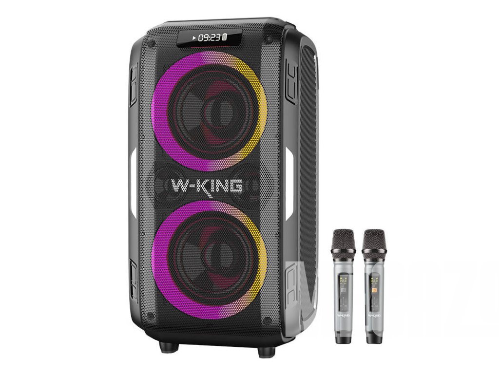 Bezdrôtový reproduktor Bluetooth W-KING T9 Pro 120W + 2 mikrofóny (čierny)