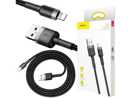kabel usba lightning iphone baseus cafule calklfbg1 100cm apple 24a czarnoszary w oplocie a1d8da107cfc3