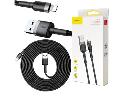 kabel usba lightning iphone baseus cafule calklfrg1 300cm apple 2a czarnoszary w oplocie 697631aa14385