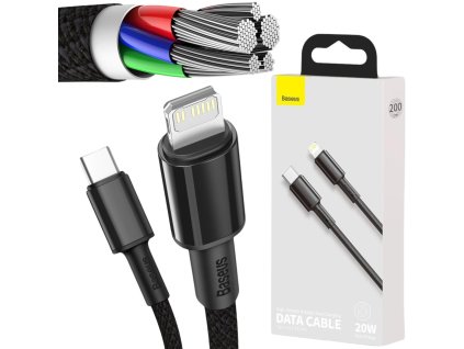 kabel usbc lightning iphone baseus cafule catlgda01 2m 20w pd quick charging czarny w oplocie 7d3b90d9b69d0