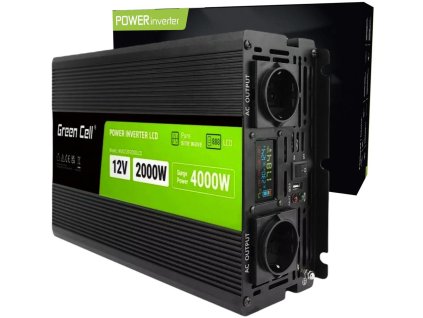 przetwornica napicia green cell powerinverter lcd 12v 230v 2000w4000w czysta sinusoida bcf8a1fb4004d