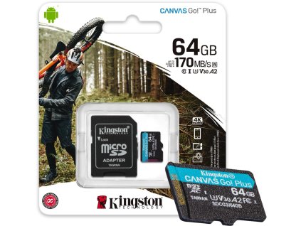 karta pamici kingston canvas go plus microsd 64gb 17070mbs adapter b7a005e0a2729