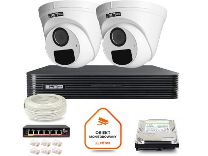 zestaw monitoringu ip bcs basic 2x kamera bcsbeip15fr320 rejestrator z dyskiem 1tb 335fb38c43fd5