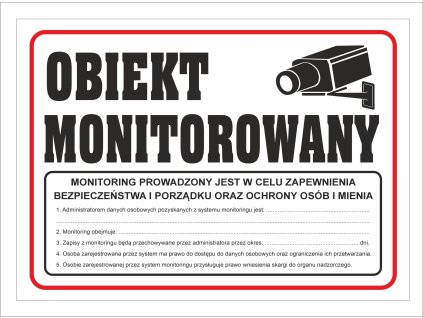 tabliczka pcv obiekt monitorowany z rodo b929134402ab6