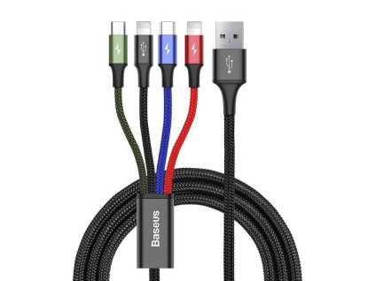 USB kábel Baseus Fast 4v1 USB-C / 2x Lightning / Micro 3,5A 1,2 m (čierny)