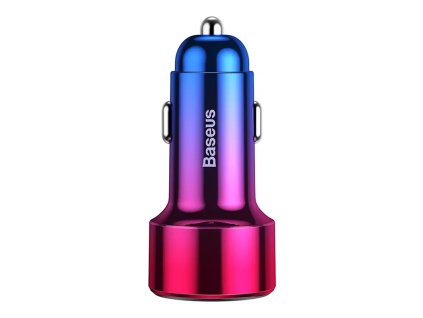 Baseus Magic USB + USB-C QC 4.0 PD 45W nabíjačka do auta (červená/modrá)