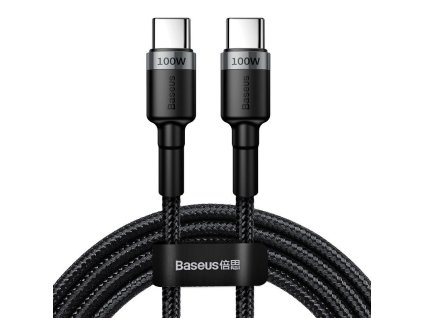 Kábel USB-C na USB-C Baseus Cafule, QC 3.0, PD 2.0, 100 W, 5 A, 2 m (sivo-čierny)