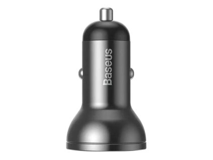 Autonabíjačka Baseus s displejom, 2x USB, 4,8 A, 24 W (sivá)