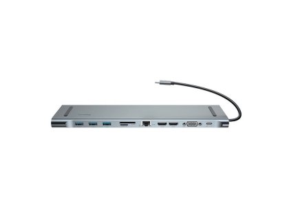 Adaptér 11v1 Baseus Enjoyment, USB-C HUB na 2x HDMI, 3x USB 3.0, VGA, RJ45, USB-C PD, SD/microSD, 3,5 mm jack