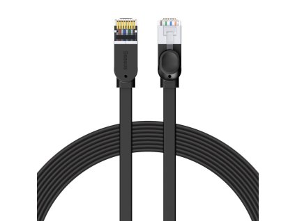 Vysokorýchlostný plochý sieťový kábel Baseus, Ethernet RJ45, Gigabit, Cat.6, 8 m (čierny)