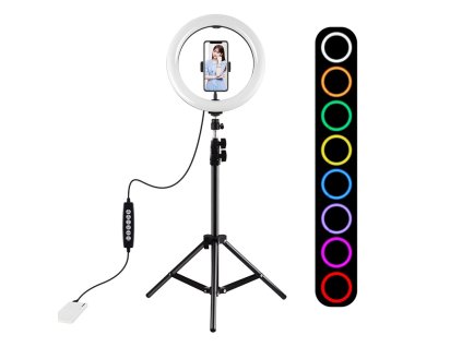 Statívový držiak Puluz 1,1 m + 26 cm RGBW LED Ring Vlogging PKT3044