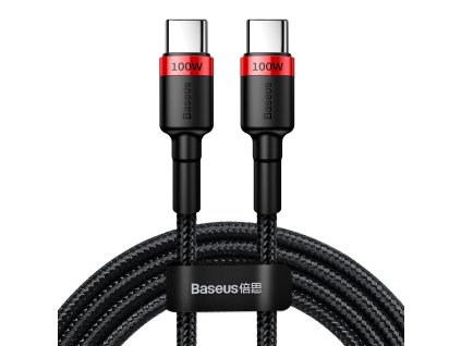 Kábel USB-C na USB-C Baseus Cafule, QC 3.0, PD 2.0, 100 W, 5 A, 2 m (červený/čierny)