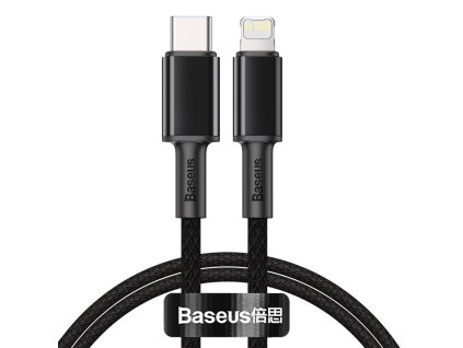 Kábel USB-C na Lightning Baseus s vysokou hustotou opletenia, 20 W, 5 A, PD, 2 m (čierny)