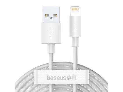 Kábel Baseus Simple Wisdom USB na Lightning, 2,4 A, 1,5 m (biely) 2 ks.